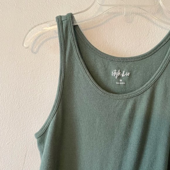 🔥 Style & Co. | Green Cotton Knit Tank Top/Camisole Sz Medium - Picture 4 of 5